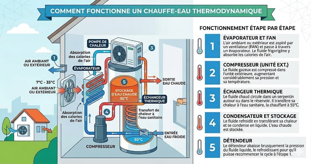 Fonctionnement chauffe eau thermodynamique